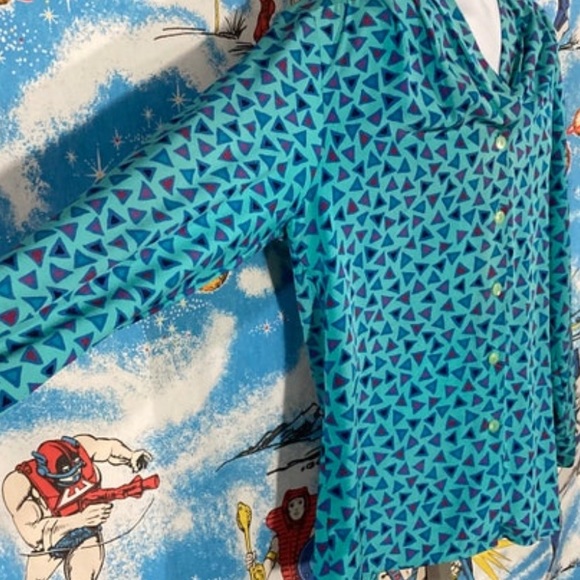 vintage Pendleton Sophisticates Silky Button Up geometric triangles 14 Tall - Picture 2 of 5